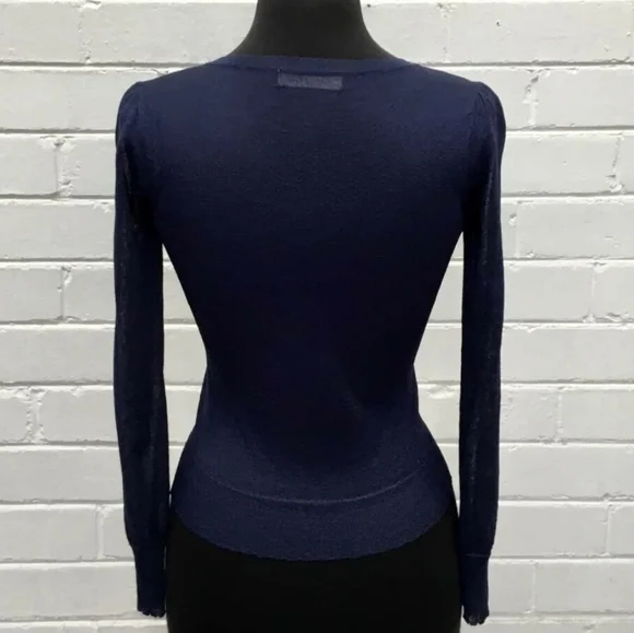 ALANNAH HILL Maybe Baby Blue Sparkly Bow Button Cardi Cropped Cardigan RRP$169 - Picture 3 of 8